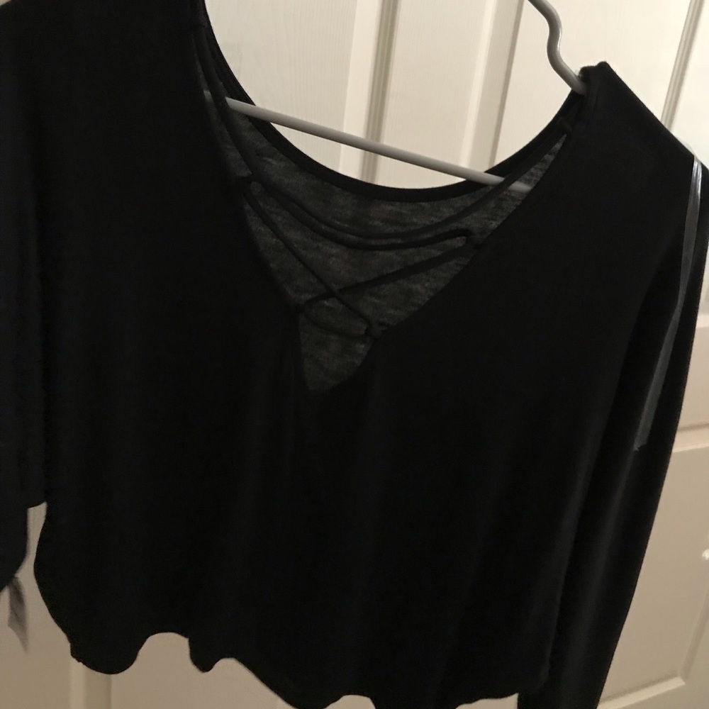charlotte russe long sleeve strapped front top